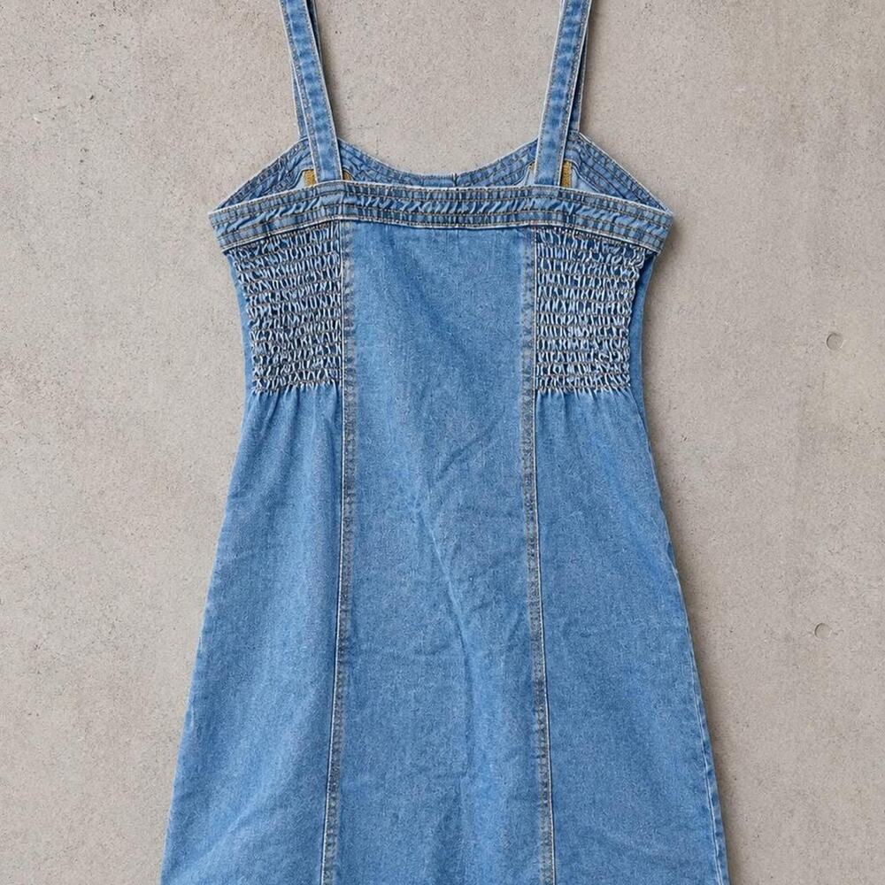 PacSun Light Wash Denim Button Front Corset Mini Dress Y2K Size S - Picture 3 of 6